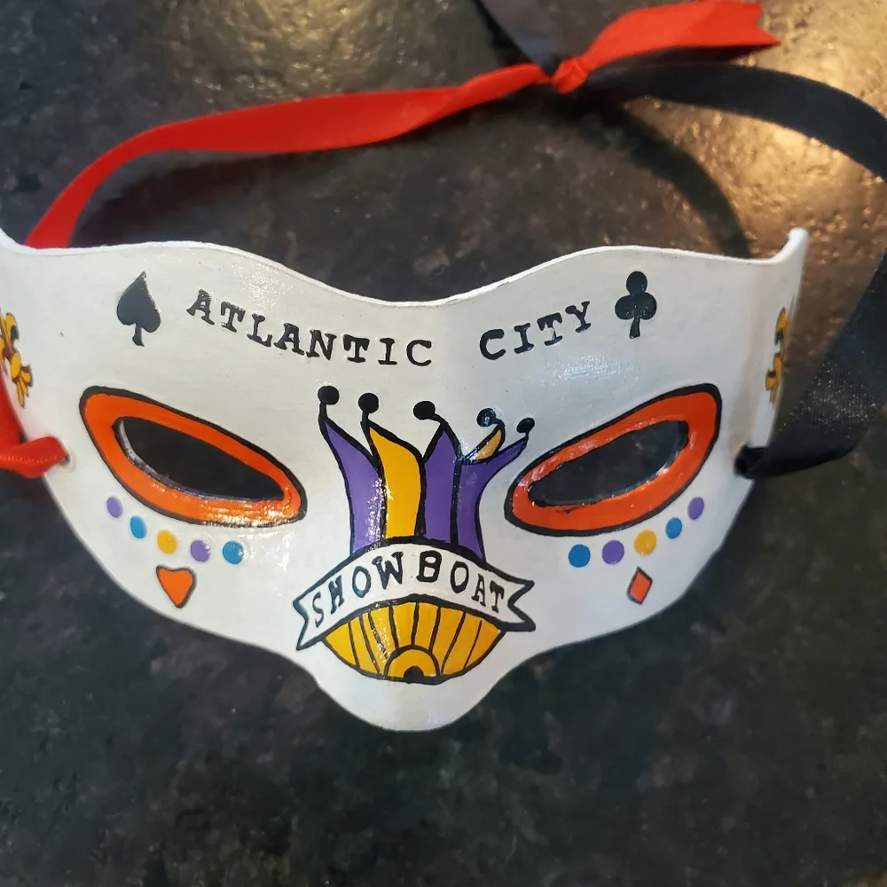 Vintage Showboat Atlantic City paper mache Mardi Gras masks - Set of 3